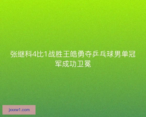 张继科4比1战胜王皓勇夺乒乓球男单冠军成功卫冕